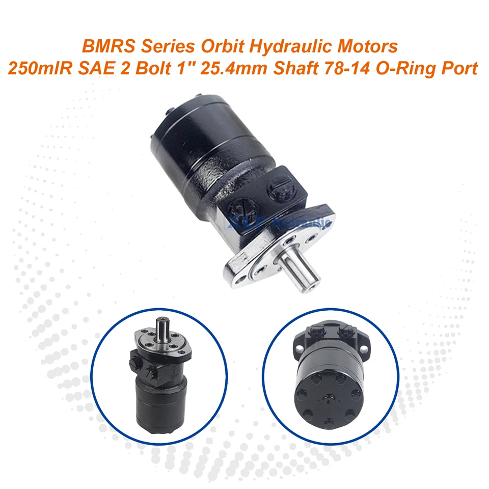 Motor hidraulic orbital seria BMRS|Cilindrată de 250 cc, șurub SAE 2-, arbore de 1" 25,4 mm, porturi de inel O 78-14
